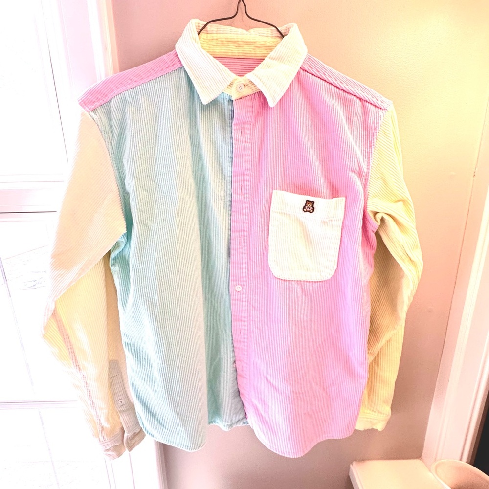 Teddy Fresh Pastel Colorblock Button Down Shirt
